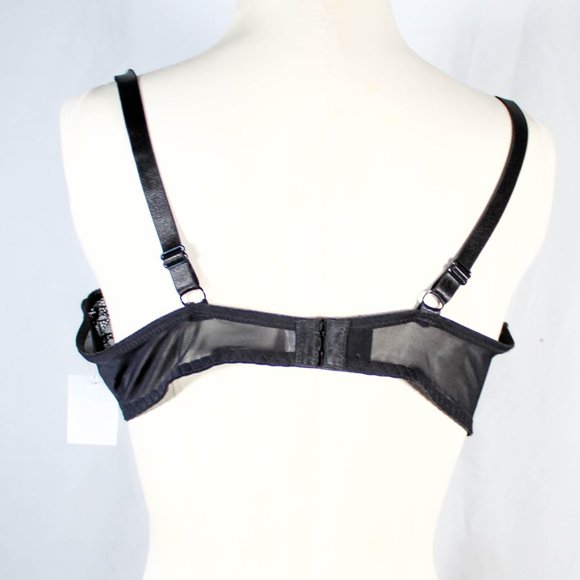 NWT Sexy Leopard Animal Print Black Lace and Mesh Pushup Underwire Bra - Picture 4 of 8